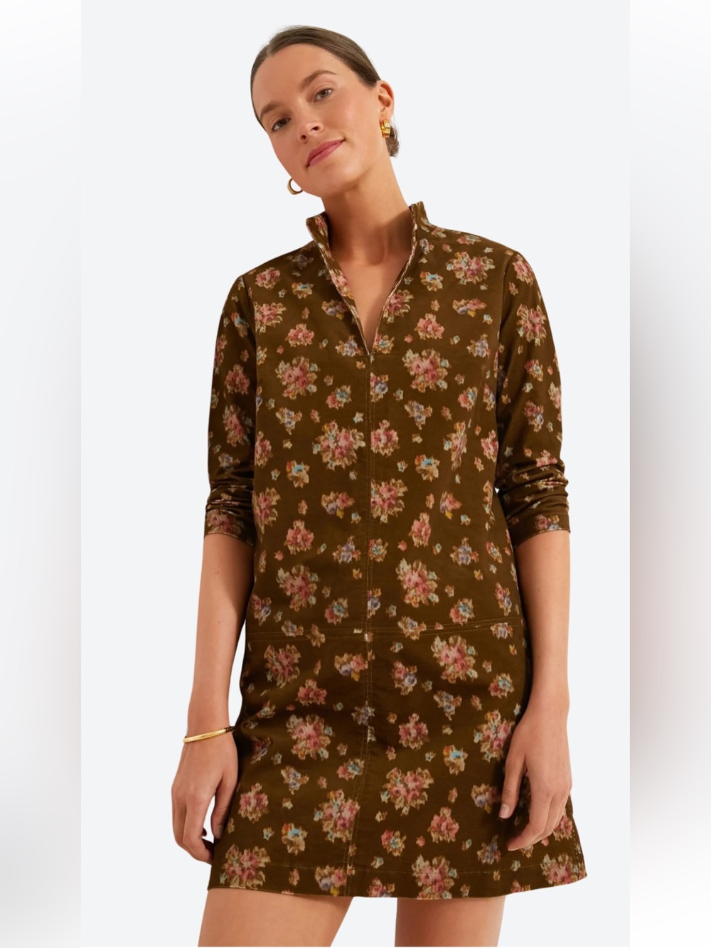 Tuckernuck Floral Brown Corduroy Clifton Dress XL NWT